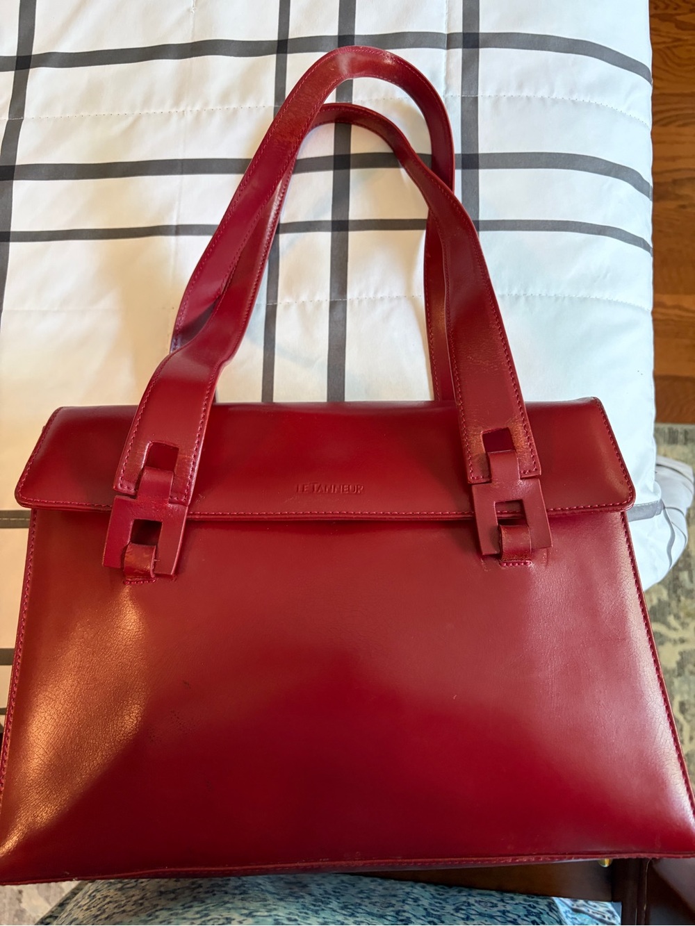 Le Tanneur Leather Handbag in Dark Red